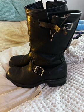 S.T.R By Super test Black Leather Buckle Moto Boots Men’s size 8E